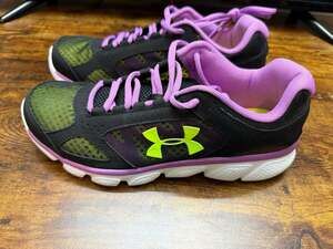 Under Armour Big Kids Micro G Assert V Running Shoes  Black Purple size 6.5Y